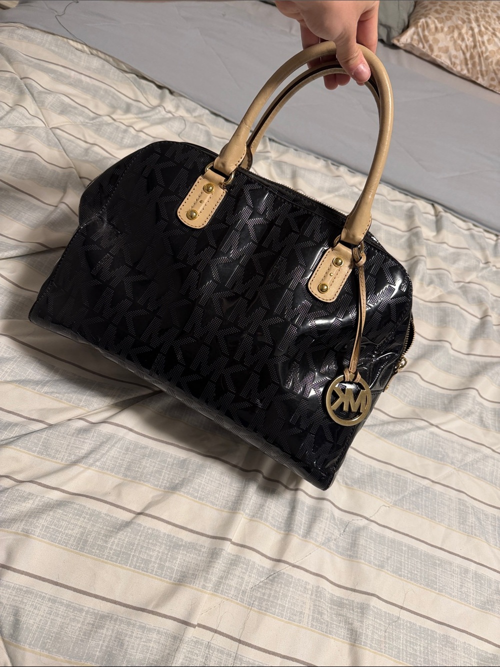 Large Black Metallic Mirrored Michael Kors Bag Y2K